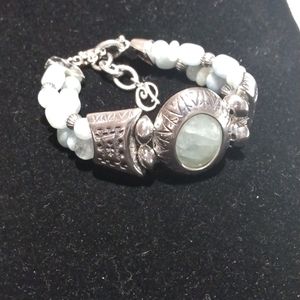 C.P. Sterling Silver Variscite Beaded Bracelet
